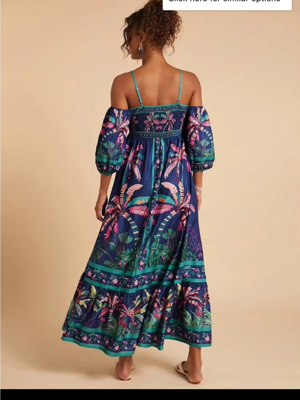SHEIN size 8/10 Loose fit tropical Off-Shoulder Maxi Dress - Picture 2 of 3